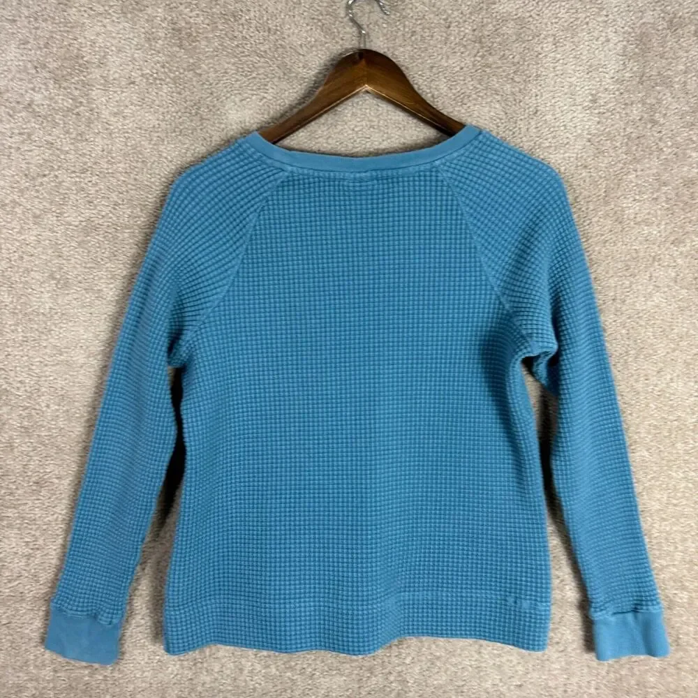 The North Face Chabot Sweater Womens Size Medium Slate Blue Crewneck Waffle Knit - Picture 9 of 10